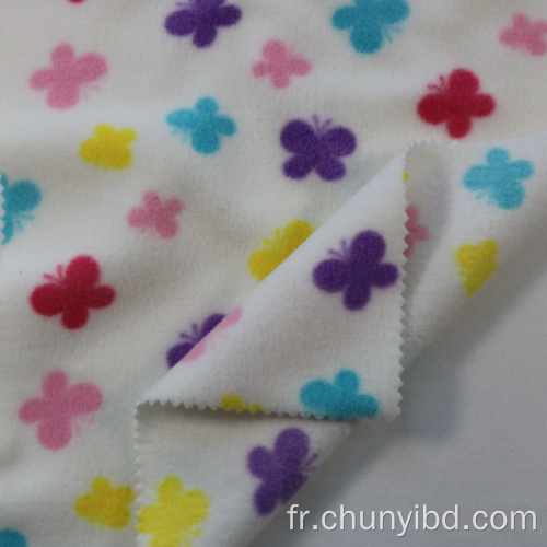 100 Polyester Coloful Match Butterfly à deux côtés tissu en toison polaire à imprimé latérale pour manteau de canapé